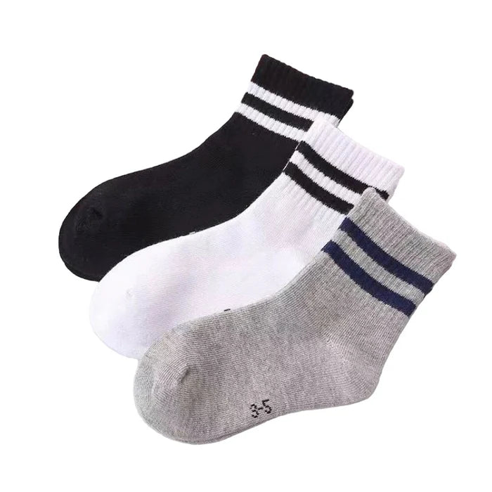 Habicare cotton sport socks in five colors, 5 pairs for children aged 3-13, featuring comfortable knit and breathable fabric.