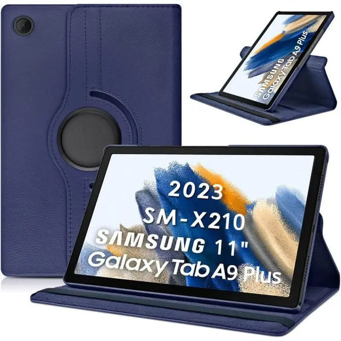 Navy protective cover for Samsung Galaxy Tab A9 Plus 11” (2023), X210/X215/X216, by 9eight5, showing front view with textured surface.