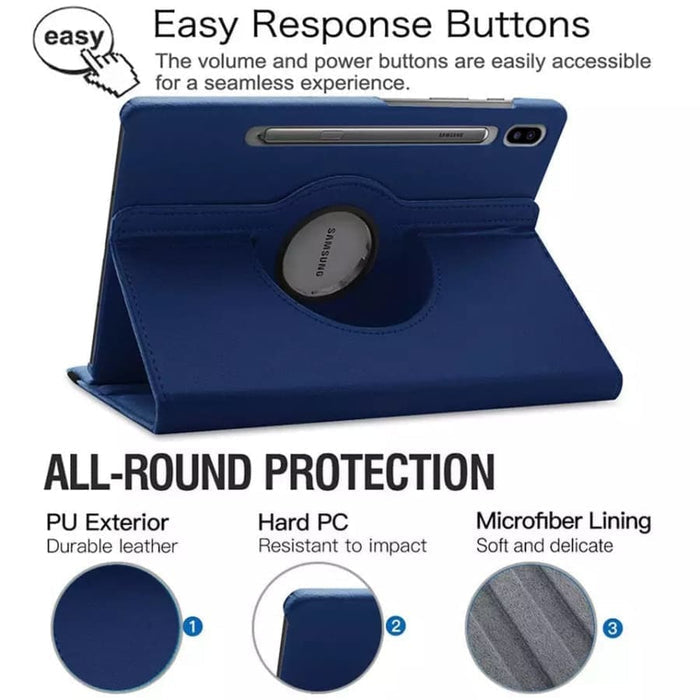 Navy protective cover for Samsung Galaxy Tab S9 FE 10.9-inch (2023), model X510/X516B, by 9eight5, shown on tablet screen.