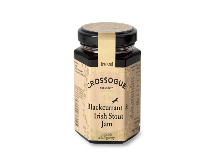 Jar of Crossogue Blackcurrant & Irish Stout Jam on a white background