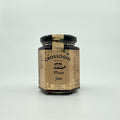 A jar of Crossogue Plum Jam with a label indicating that it is made in Ireland, weighing 225g.