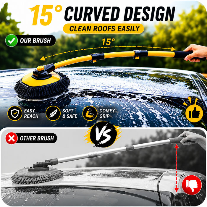 Curved Car Cleaning Brush with Telescopic Handle