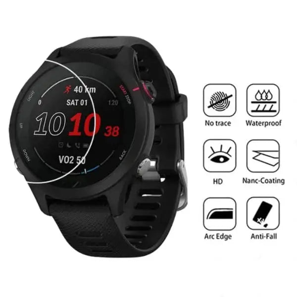 Set of five Habicare curved edge screen protectors for Garmin Forerunner 955 smartwatch, designed to protect the display.