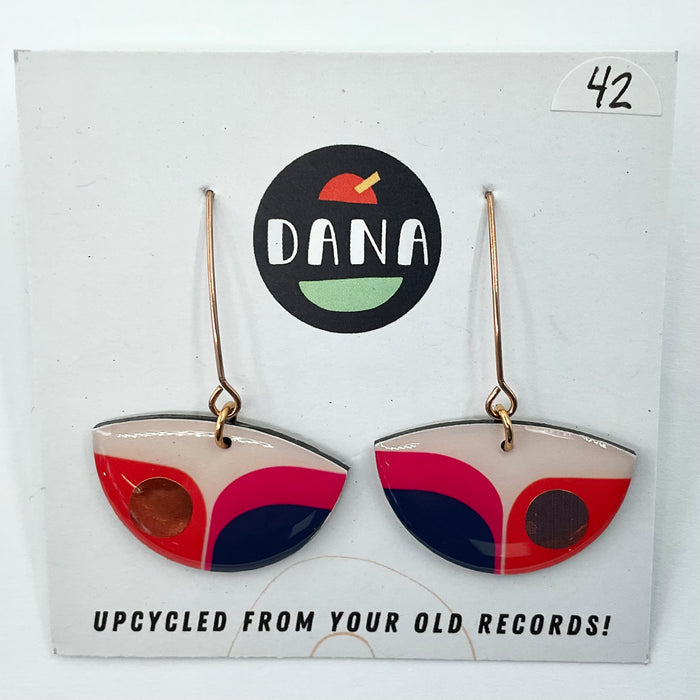 DANA Jewellery - Vinyl Record Earrings - Bea Multicolour Pinks