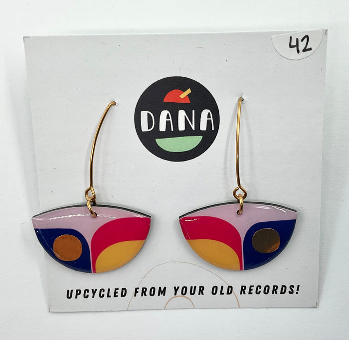 DANA Jewellery - Vinyl Record Earrings - Bea Pink, Blue, Yellow