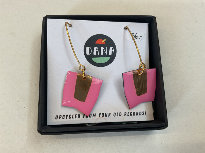 DANA Jewellery - Vinyl Record Earrings - Connie Pink & Bronze