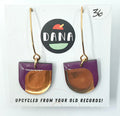 DANA Jewellery - Vinyl Record Earrings - Dee Purple and Gold/Metallic