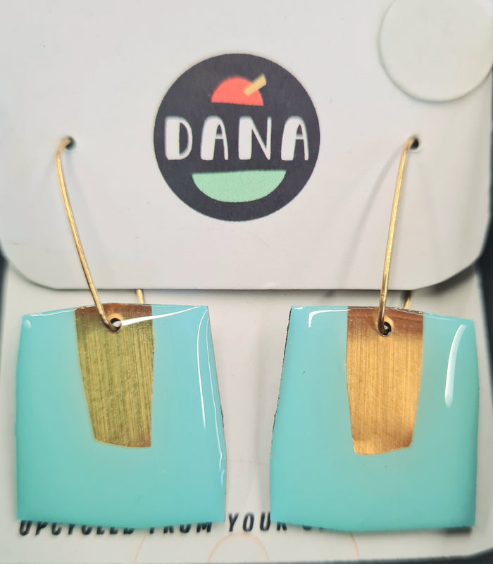 DANA Jewellery - Vinyl Record Earrings - Gold & Torqoise