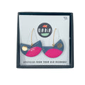 DANA Jewellery - Vinyl Record Earrings - Pacman Grey, Fuschia & Gold