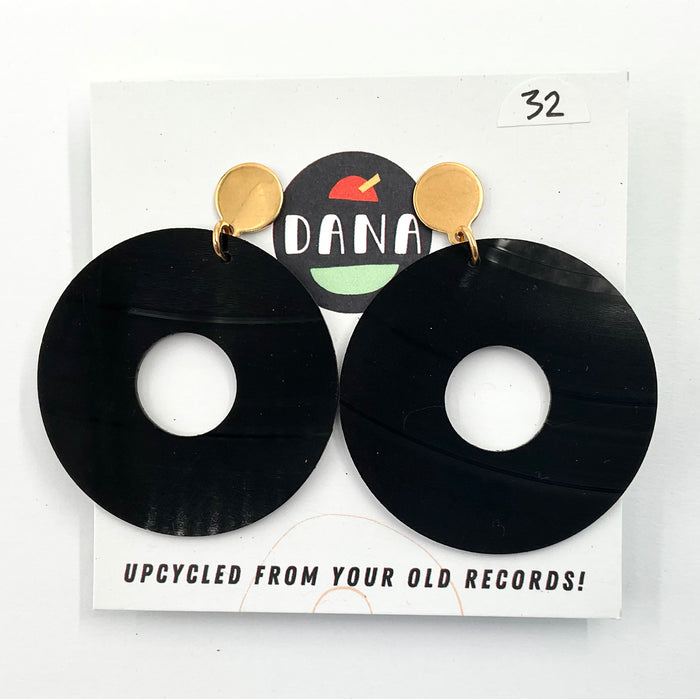 DANA Jewellery - Vinyl Record Earrings - Thick Black Hoops