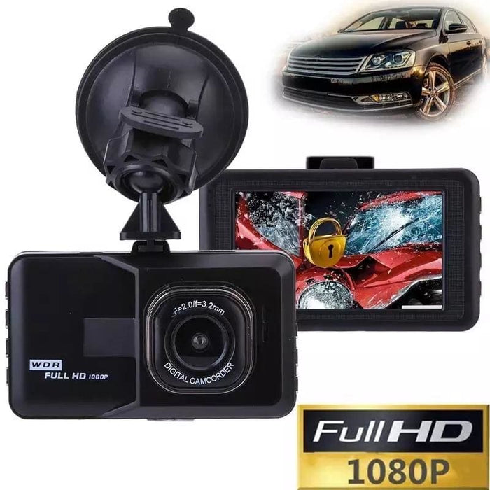9eight5 dash cam capturing road view, supporting 4GB to 32GB memory cards, compact camera for vehicle recording.