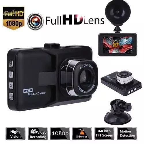 9eight5 dash cam capturing the front view with a sleek design, supports 4GB to 32GB memory cards for vehicle recording.