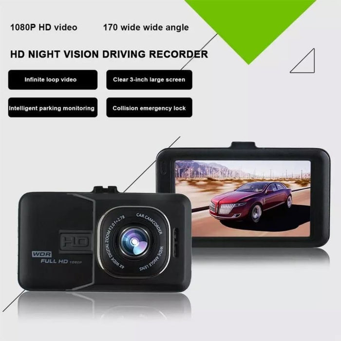 9eight5 dash cam capturing road view with adjustable mount, supporting 4GB to 32GB memory cards for vehicle recording.