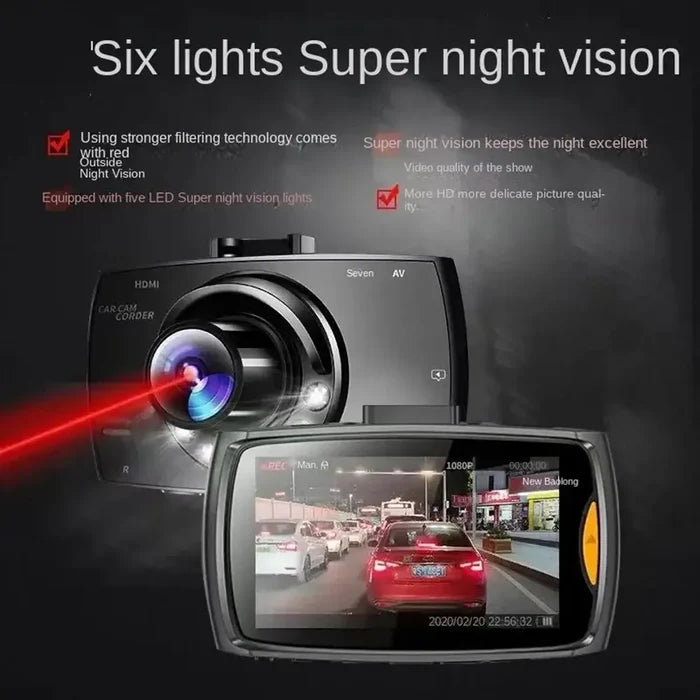 Habicare 9eight5 dash cam with night vision showing front view, compact design, and lens for clear nighttime recording.