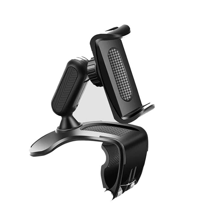 9eight5 dashboard hood phone holder attached to car dashboard, designed for easy phone and tablet access.