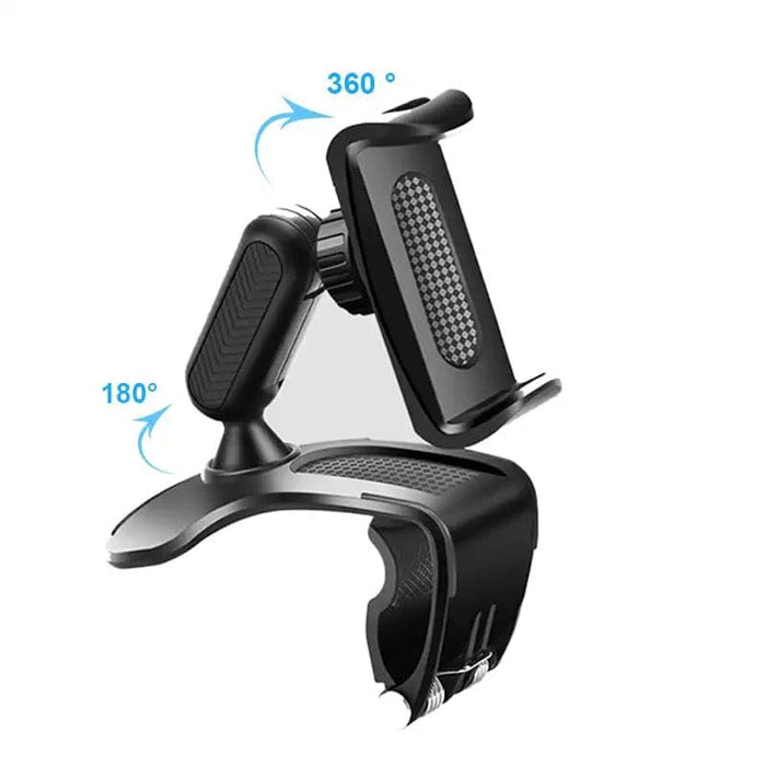 9eight5 dashboard hood phone holder attached to car dashboard, secure mount for phone and tablet accessories.