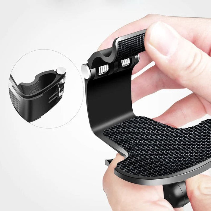 9eight5 dashboard hood phone holder for phones and tablets, securely attaches to vehicle dashboard for easy access.