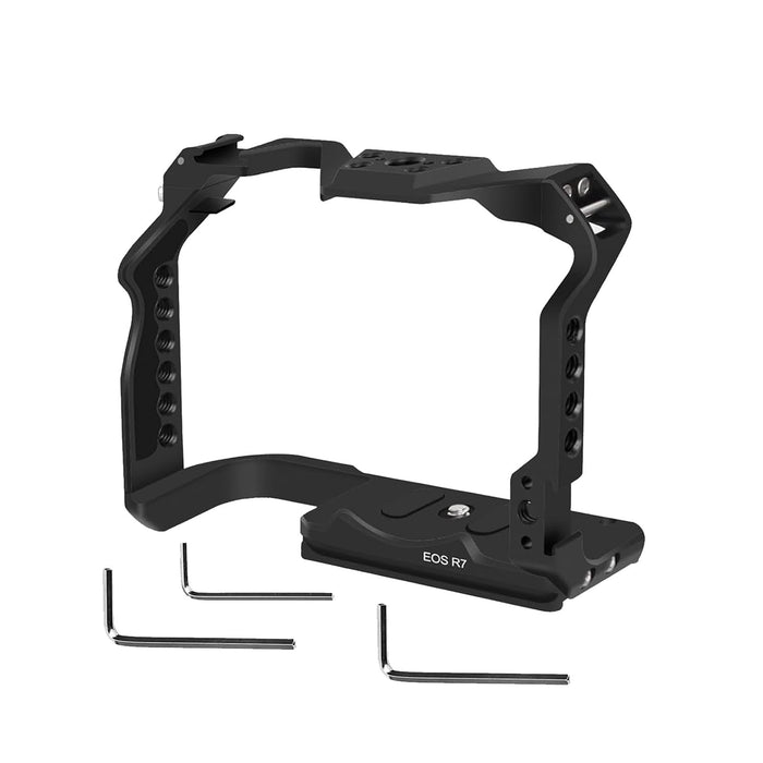 Digitek Cam Cage for (C) EOS-R7 Camera Aluminum Form-Fitted Cage with Quick Tripod Mounting - Digitek
