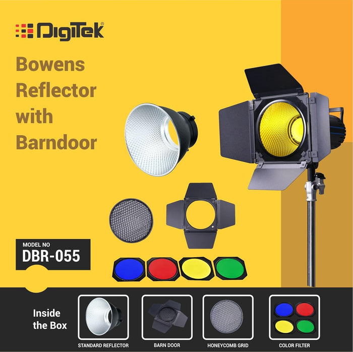 Digitek (DBR 055) Bowens Reflector with Barndoor Combo Universally Compatible with All Flash Speedlites