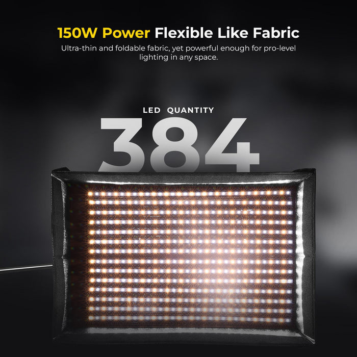 Digitek (DFFL 4060) 150W Bi-Color Flexible Fabric LED Light with Remote Control, 2700K-6500K±200K, 13500 Lux, RA 95+, 384 LEDs, 120° Beam Angle, Dimmable Video Light with Metal Frame, Diffuser and Honeycomb Grid for Photo & Videography
