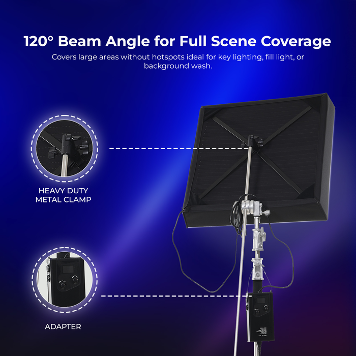 Digitek (DFFL 6060) 200W Bi-Color Flexible Fabric LED Light with Remote & App Control, 768 LEDs, 2700K–6500K±200K, 5–100% Dimming, 120° Beam Angle, 18000LM, Includes X Bracket, Diffuser, Honeycomb Grid & Accessories, Ideal for Photo & Videography