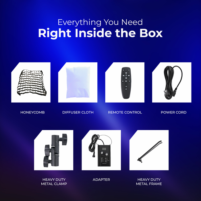 Digitek (DFFL 6060) 200W Bi-Color Flexible Fabric LED Light with Remote & App Control, 768 LEDs, 2700K–6500K±200K, 5–100% Dimming, 120° Beam Angle, 18000LM, Includes X Bracket, Diffuser, Honeycomb Grid & Accessories, Ideal for Photo & Videography