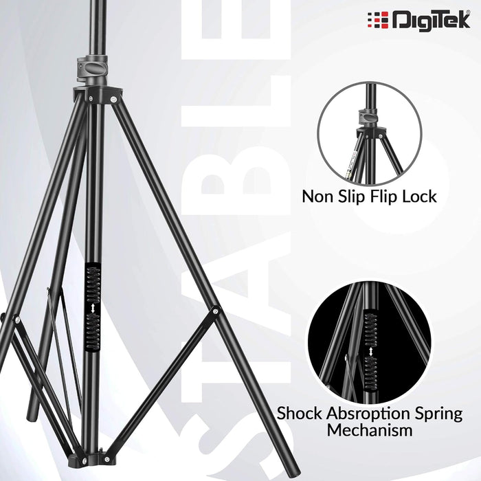 Digitek (DLS 009 FTK) Lightweight & Portable 250 cm Aluminum Alloy Light Stand for Photography & Video Shooting | Ring Light | Reflector | Flash Units | Light Lamps | Diffuser | Portrait | Softbox | Studio Lighting |