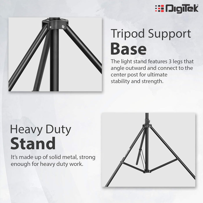 Digitek (DLS 009 FTK) Lightweight & Portable 250 cm Aluminum Alloy Light Stand for Photography & Video Shooting | Ring Light | Reflector | Flash Units | Light Lamps | Diffuser | Portrait | Softbox | Studio Lighting |