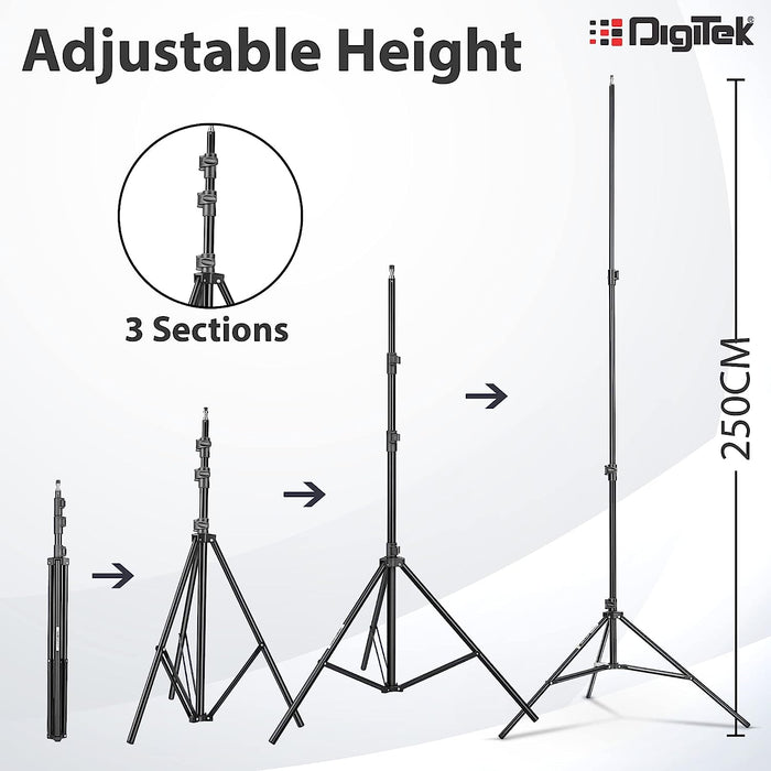 Digitek (DLS 9FT) Lightweight & Portable Aluminum Alloy Light Stand for Ring Light, Reflector, Flash Units, Diffuser, Portrait, Softbox, Studio Lighting & More Ideal for Outdoor & Indoor Shoots