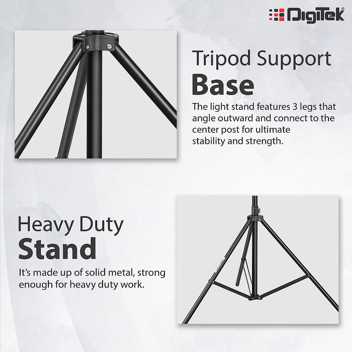 Digitek (DLS 9FT) Lightweight & Portable Aluminum Alloy Light Stand for Ring Light, Reflector, Flash Units, Diffuser, Portrait, Softbox, Studio Lighting & More Ideal for Outdoor & Indoor Shoots