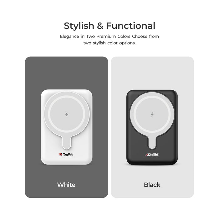 Digitek (DPB 5000 MS)  Superfast 15W Wireless Power Bank with 20 Watt PD charging with Type C Port With White Color