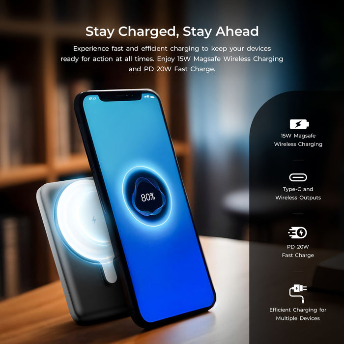 Digitek (DPB 5000 MS)  Superfast 15W Wireless Power Bank with 20 Watt PD charging with Type C Port With White Color