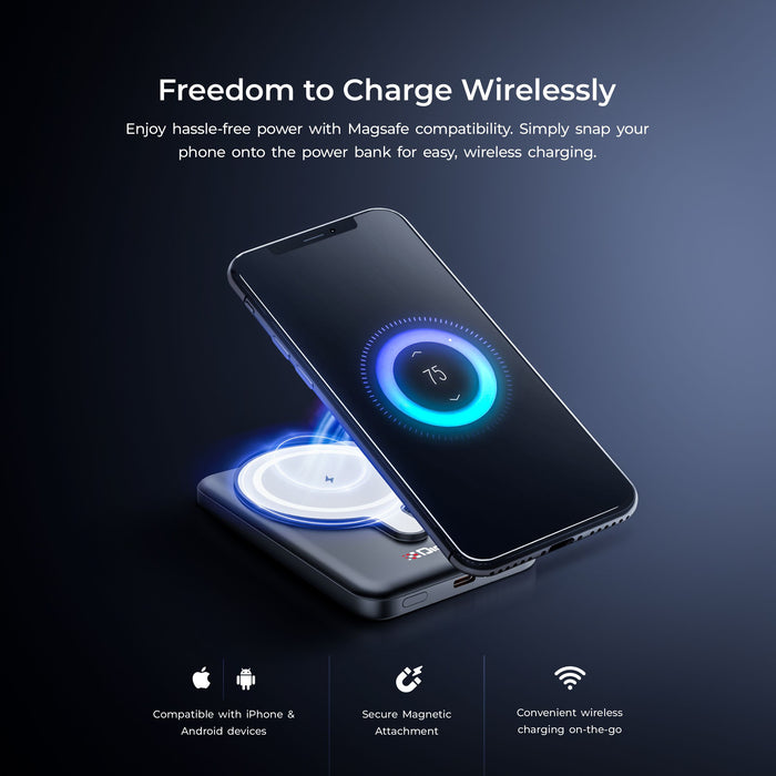Digitek (DPB 5000 MS)  Superfast 15W Wireless Power Bank with 20 Watt PD charging with Type C Port  with Black color
