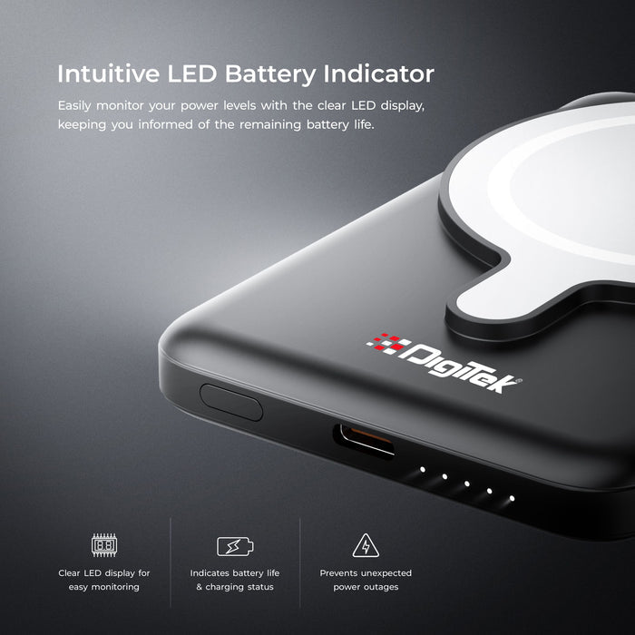 Digitek (DPB 5000 MS)  Superfast 15W Wireless Power Bank with 20 Watt PD charging with Type C Port With White Color