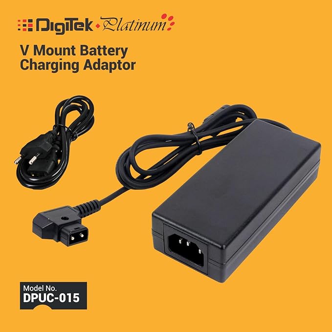 Digitek (DPUC 015) Universal Charging Adapter for V Mount Batteries – 3A Fast Charging, Wide Voltage Input (AC 100-240V), High Output (DC 16.8V) - Black Color