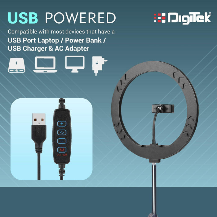 Digitek (DRL-14C) Professional (31cm) Dual Temperature LED Ring Light with Tripod Stand & Mini Tripod for YouTube, Photo-Shoot, Video Shoot, Live Stream, Makeup, Vlogging & More - Digitek