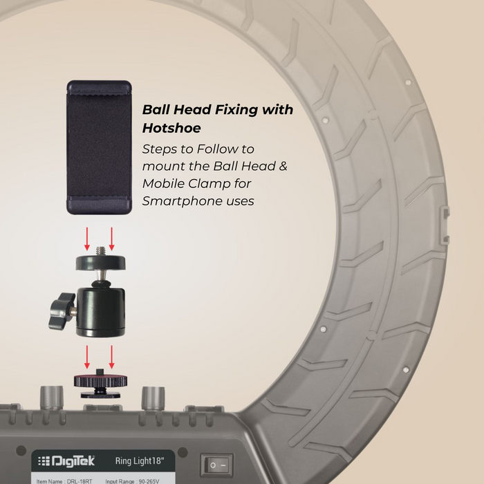Digitek (DRL 18RT) Profesional LED Ring Light with Remote Control, Runs on AC Power with No Shadow apertures, Ideal use for Makeup Artist, Video Shoot, Fashion Photography & Many More