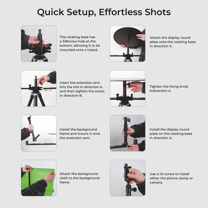 Digitek (DRP 001) Portable 360° Spin Camera Slider & Photography Turntable, Adjustable Rotating Photo & Video Booth Platform for Smartphone, DSLR, Studio, Vlogging, YouTube, and Product Filming