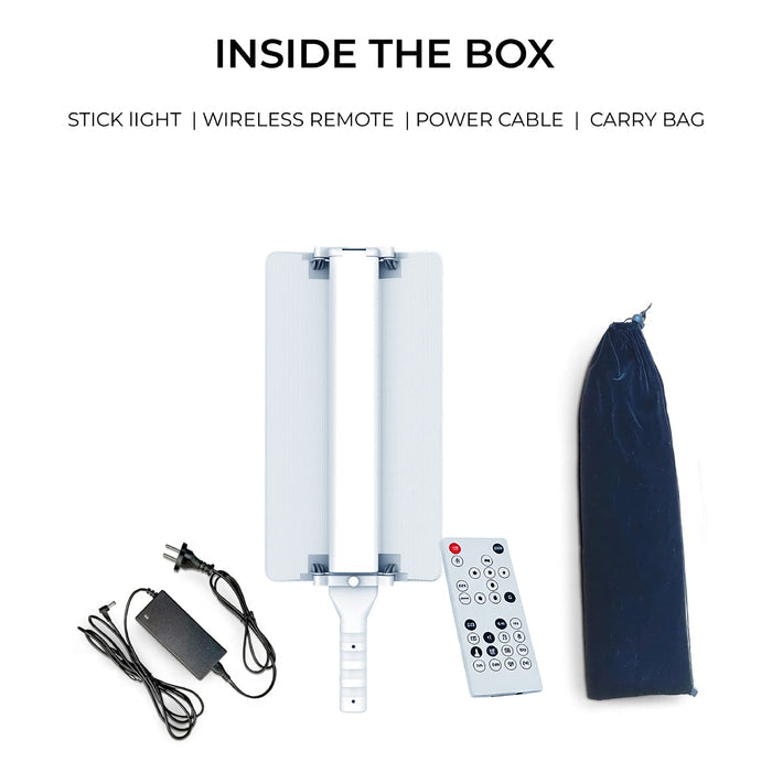 Digitek (DSL 25W RGB) Stick Light Portable Handheld RGB LED Light Wand with Barn Door & Remote Control, Color Temp 2700-12000K + RGB, 39 Special Lighting Effects & Carry Bag