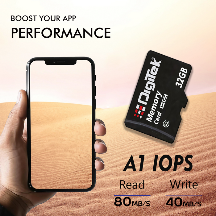 Digitek (DTF 32GB C10) Micro SDHC 32GB UHS-I Memory Card – A1, Class 10, 100MB/s Speed, Waterproof, Shockproof, X-Ray Safe, Ideal for Smartphones, Cameras, CCTV & More
