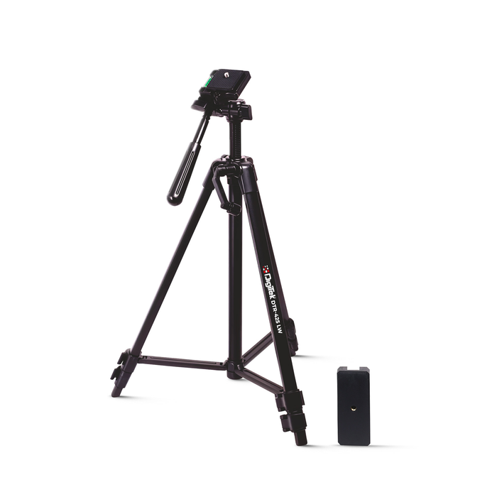 Digitek (DTR 425 LW) Portable Tripod Stand with Smartphone Holder, 4.26ft Height, Pan & Multipurpose Quick Release Head, Rubberised Legs, 3kg Load Capacity, Ideal for DSLR Camera & Mobile Photography