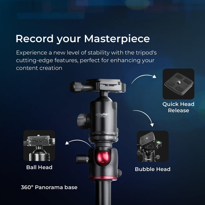 Digitek (DTR 520 BH) (60 Inch) (152cm) Professional Aluminum Tripod Cum Monopod with Swivel Pan Head, for DSLR Camera | Maximum Operating Height: 4.95 Feet | Maximum Load Upto: 7kgs (Black) - Digitek