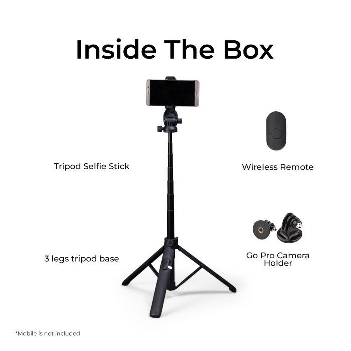 Digitek (DTR-525 SS) Portable Tripod Selfie Stick with Wireless Remote & amp; 3 Legs Tripod Base Click to open expanded view Digitek DTR-525 SS Portable Tripod Selfie Stick with Wireless Remmote & 3 Legs Tripod Base - Digitek