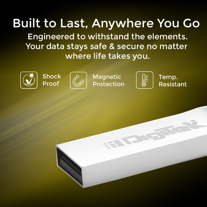 Digitek (Dud 64GB 2.0V) 64GB USB 2.0 U Disk Flash Drive, High Speed Read & Write Pen Drive, Magnetic, X-Ray & Temperature Resistant, Compatible with Windows & Mac OS