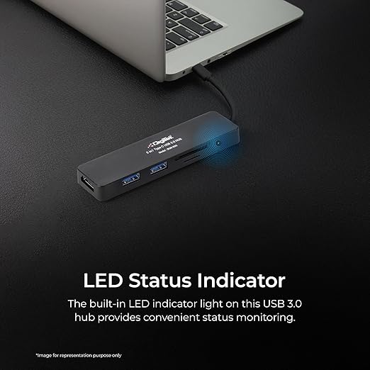 Digitek (DUH 005)USB Hub 5 in 1, 3 USB Port 2.0 & 2 TF & SD Slots Data Transfer Upto 480Mbps Compatible for MacBook, DELL, Computers & Other laptops, Black