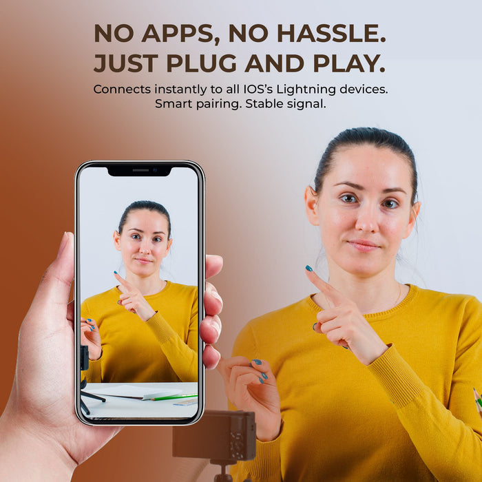 Digitek (DWM 007 PRO) Wireless Microphone & Receiver with Lightning Connector, 2.4GHz Frequency, 4Hr Battery, 20m Range, Compatible with iPhone & iPad, For Voice Recording, Interview & Live Streaming, for iPhone X/11/12/13/14 Series