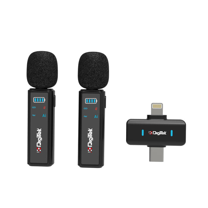 Digitek DWM 021 Wireless Microphone System with AI Noise Cancellation for Android & iPhone