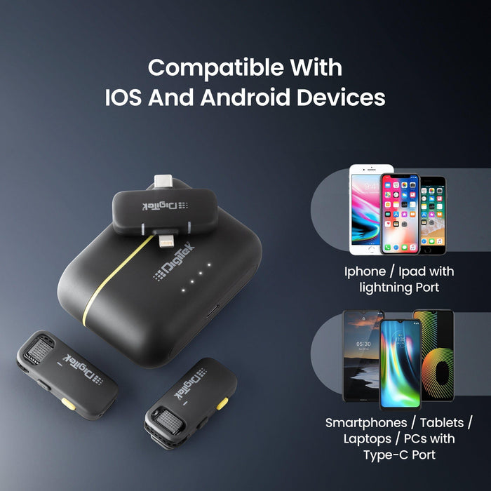 Digitek DWM-103 Wireless Microphone System with Dual Interface Type C & Lightning Connector - Digitek