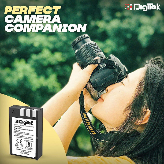 Digitek (ENEL9) 1080 mAh Secondary Rechargeable Battery Packs for Digital Camera, Compatibility - D3000, D5000, D40, D50, D60, D6R1, D3X, D40X, SLR - Digitek