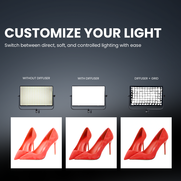 Digitek LED D1500 Professional Flat Panel LED Video Light with Sotbox & Grid